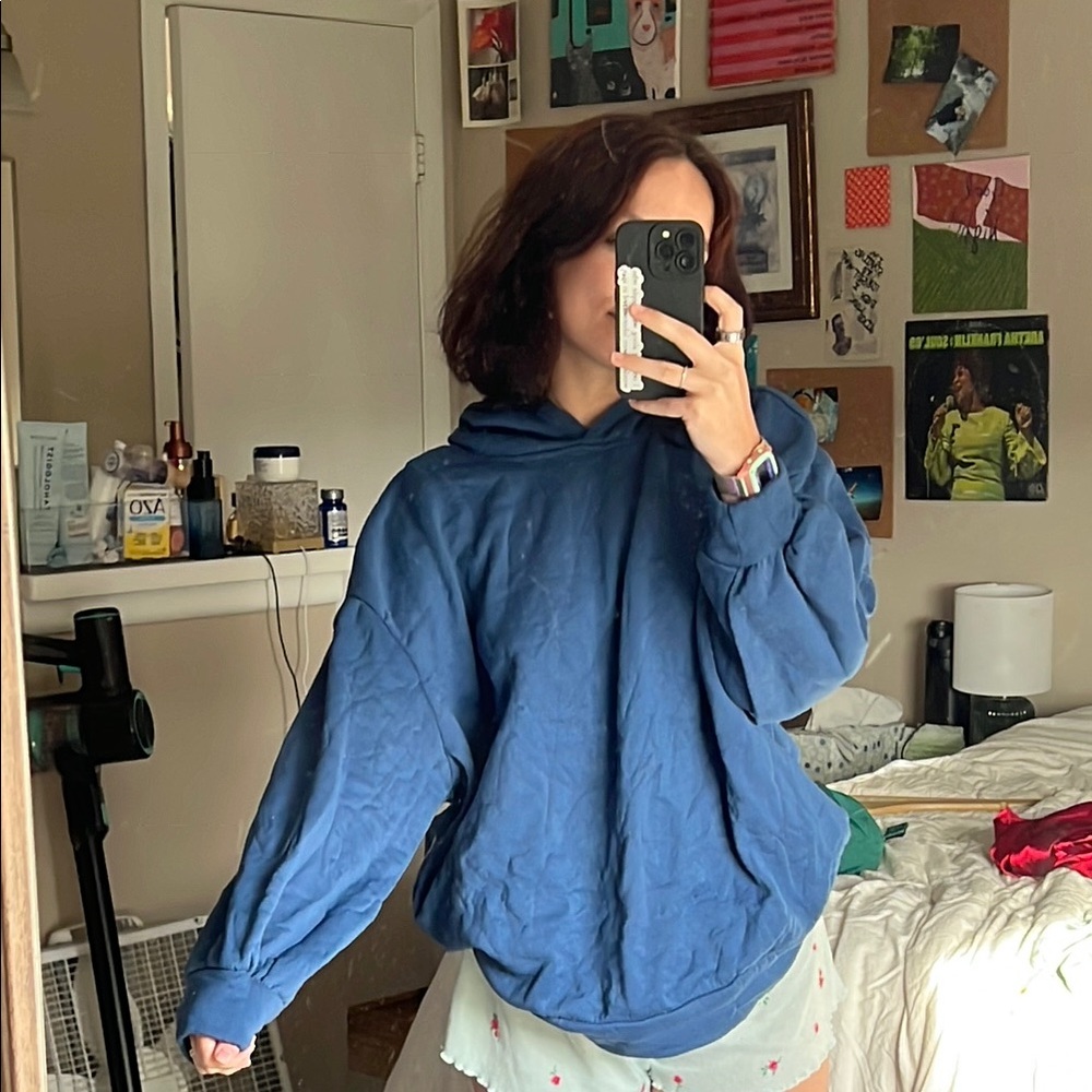 Blue Oversized Relaxed Hoodie